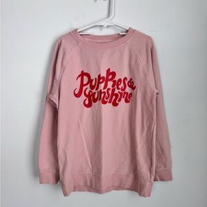 Wildfox Kids Pink and Red Puppies & Sunshine Sweatshirt Sz 7/8